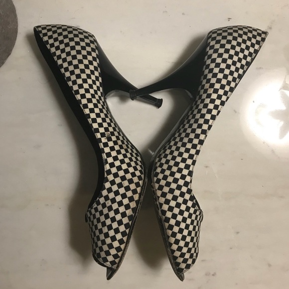 Marc by Marc Jacobs Checkered Open Toe Heels - Picture 3 of 5